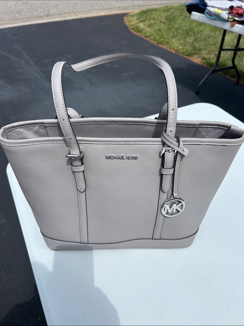 Michael Kors Light Gray Saffiano Leather Tote